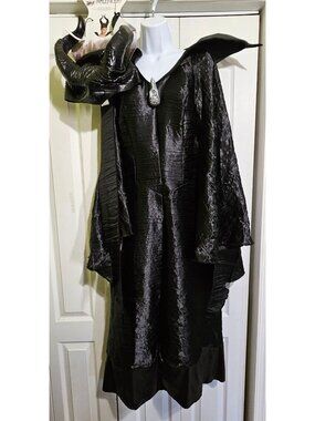 Maleficent Adult Costume Christening Gown Disney Upgraded Vinyl Horns Women's MD